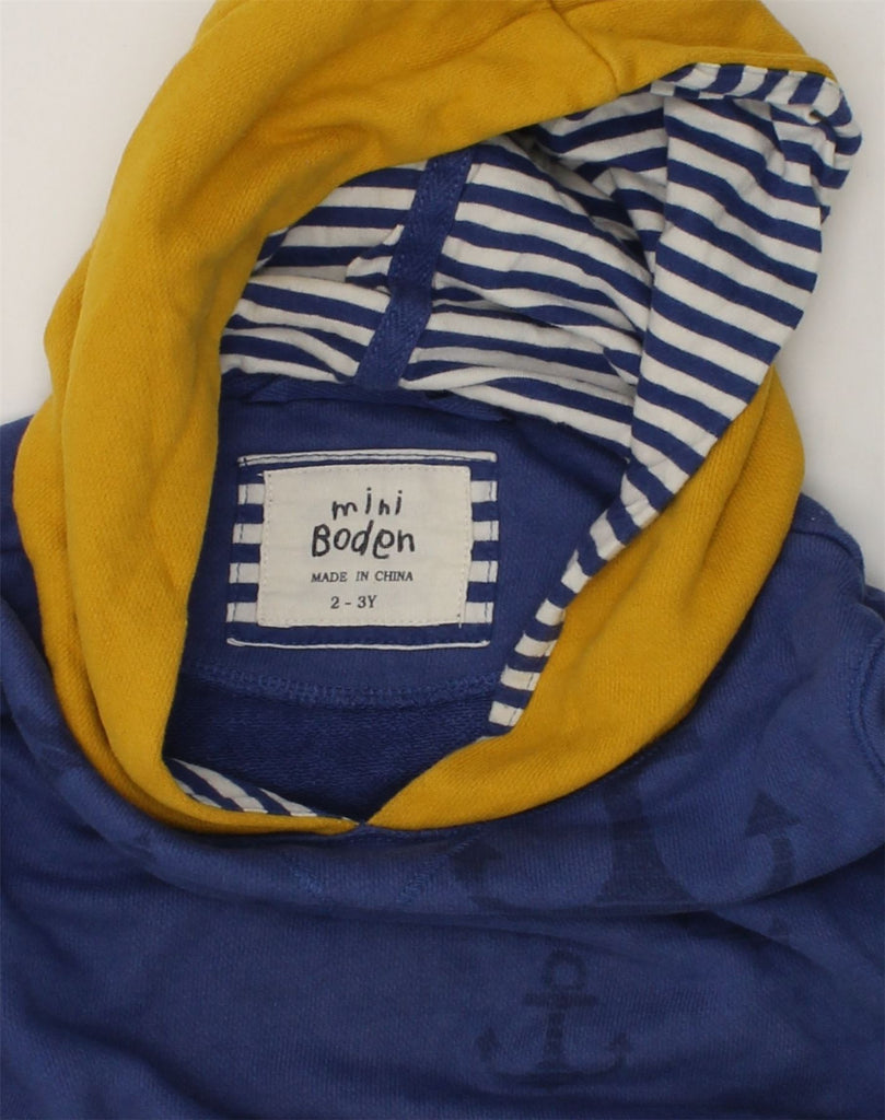 BODEN Boys Hoodie Jumper 2-3 Years Navy Blue Colourblock Cotton | Vintage Boden | Thrift | Second-Hand Boden | Used Clothing | Messina Hembry 