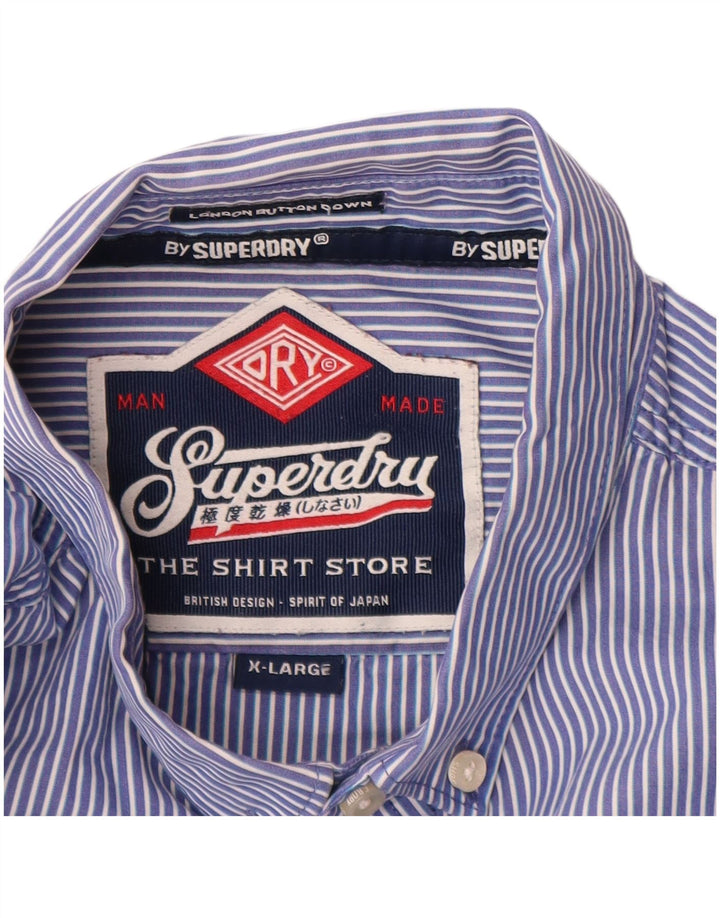 Superdry Mens Shirt XL Blue Pinstripe Cotton