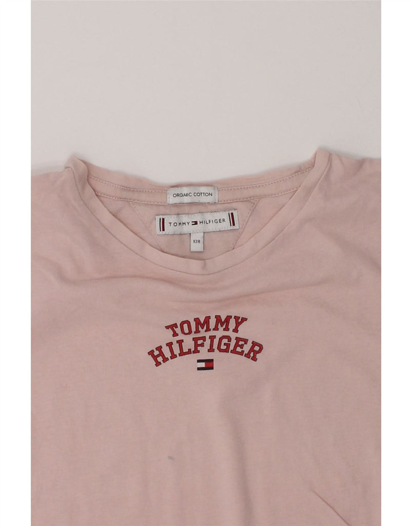 TOMMY HILFIGER Girls Graphic T-Shirt Top 7-8 Years Pink Cotton | Vintage Tommy Hilfiger | Thrift | Second-Hand Tommy Hilfiger | Used Clothing | Messina Hembry 