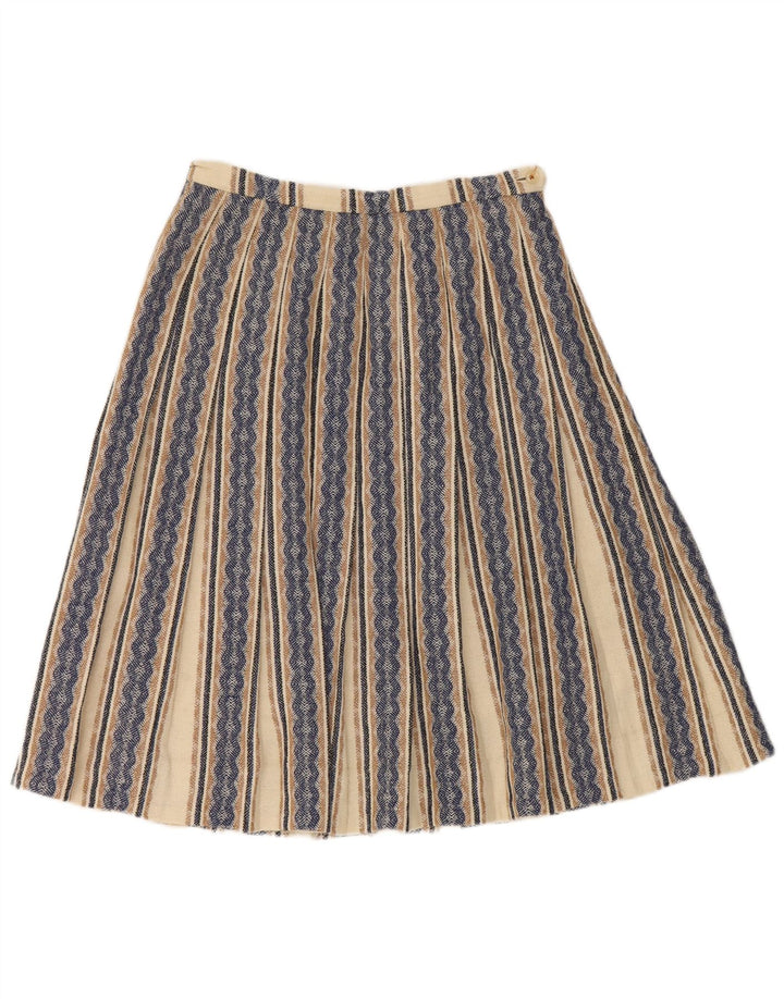 Gor-Ray Womens Knife Pleated Skirt W26 Small Blue Striped Rayon