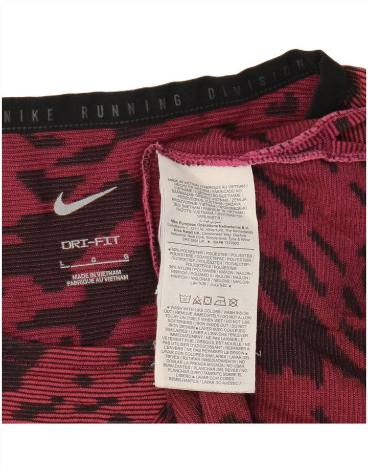 Nike Mens Dri Fit T-Shirt Top Large Burgundy Tie Dye Polyester