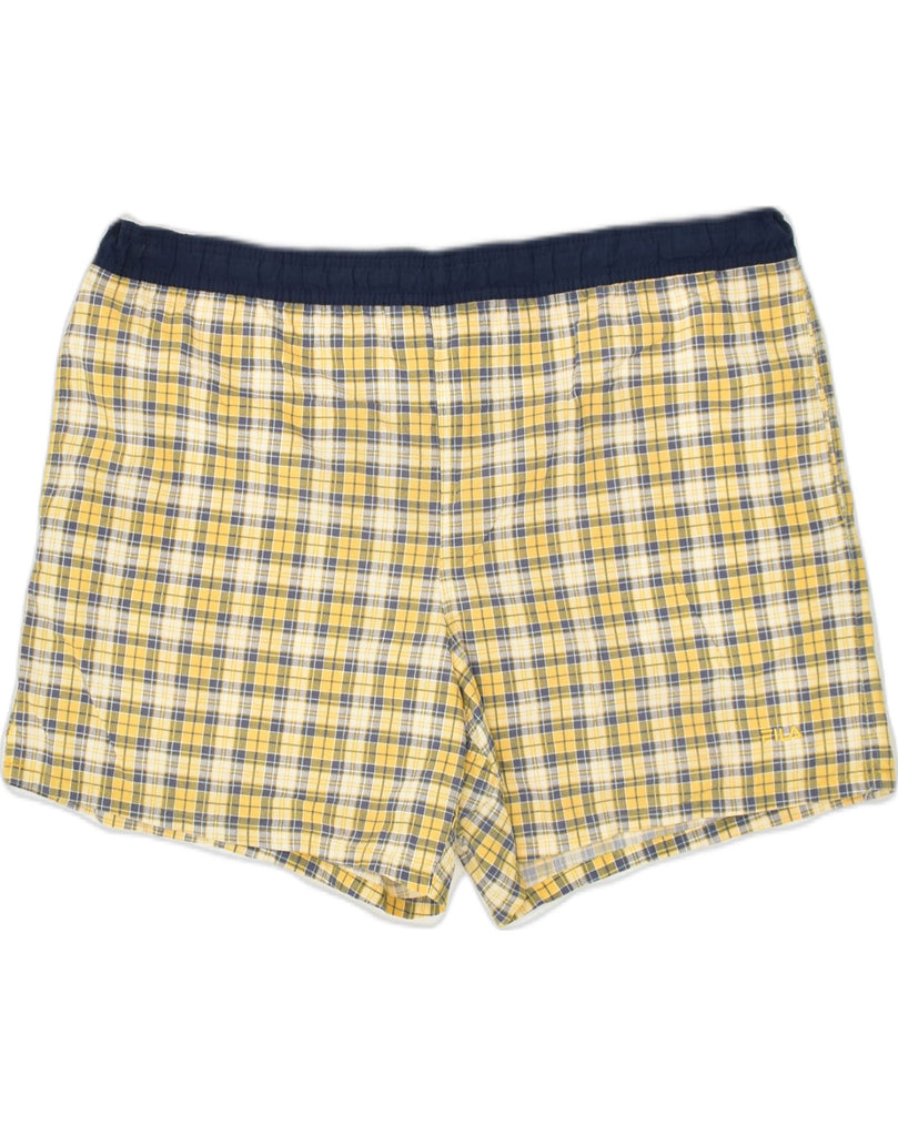 FILA Mens Sport Shorts IT 54 XL Yellow Check Cotton | Vintage Fila | Thrift | Second-Hand Fila | Used Clothing | Messina Hembry 