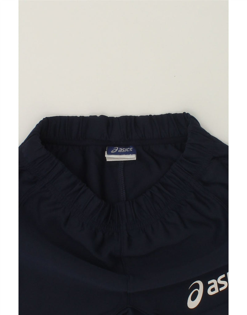 ASICS Boys Graphic Sport Shorts 11-12 Years Navy Blue Polyester | Vintage Asics | Thrift | Second-Hand Asics | Used Clothing | Messina Hembry 