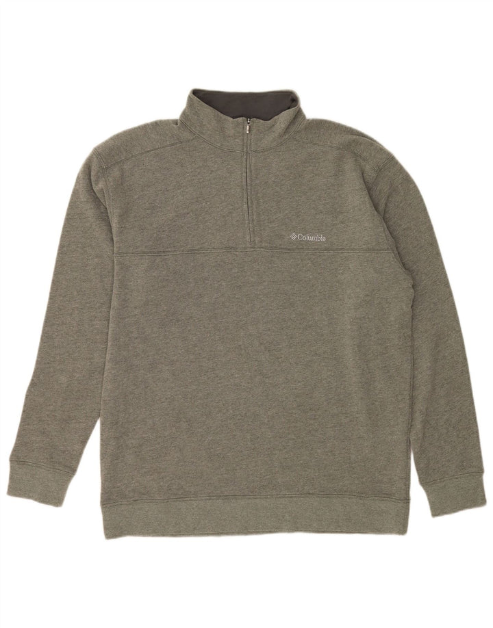 Columbia Mens Zip Neck Sweatshirt Jumper Large Grey Cotton