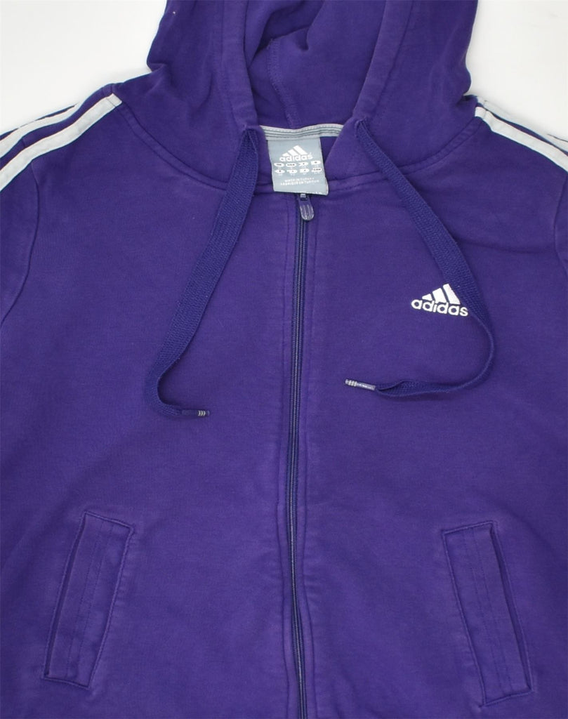 ADIDAS Womens Zip Hoodie Sweater UK 10 Small Blue Cotton | Vintage Adidas | Thrift | Second-Hand Adidas | Used Clothing | Messina Hembry 