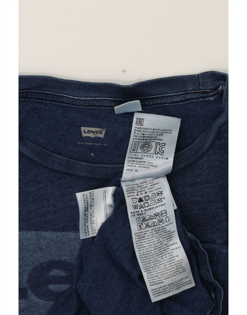 LEVI'S Womens Graphic T-Shirt Top UK 14 Medium Navy Blue Cotton Vintage Levi's and Second-Hand Levi's from Messina Hembry 