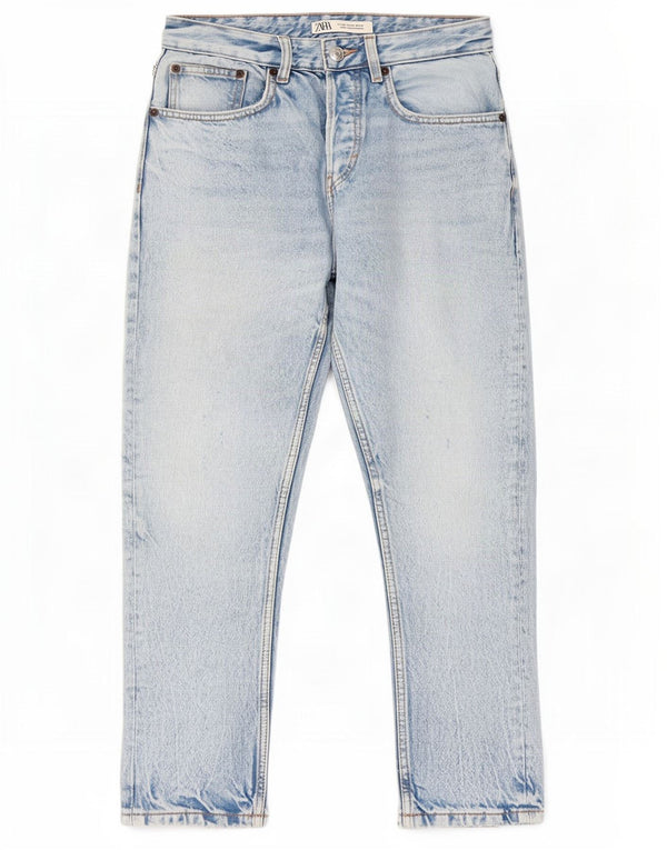 Zara Womens Distressed Straight Jeans EU 36 XS W29 L26 Blue