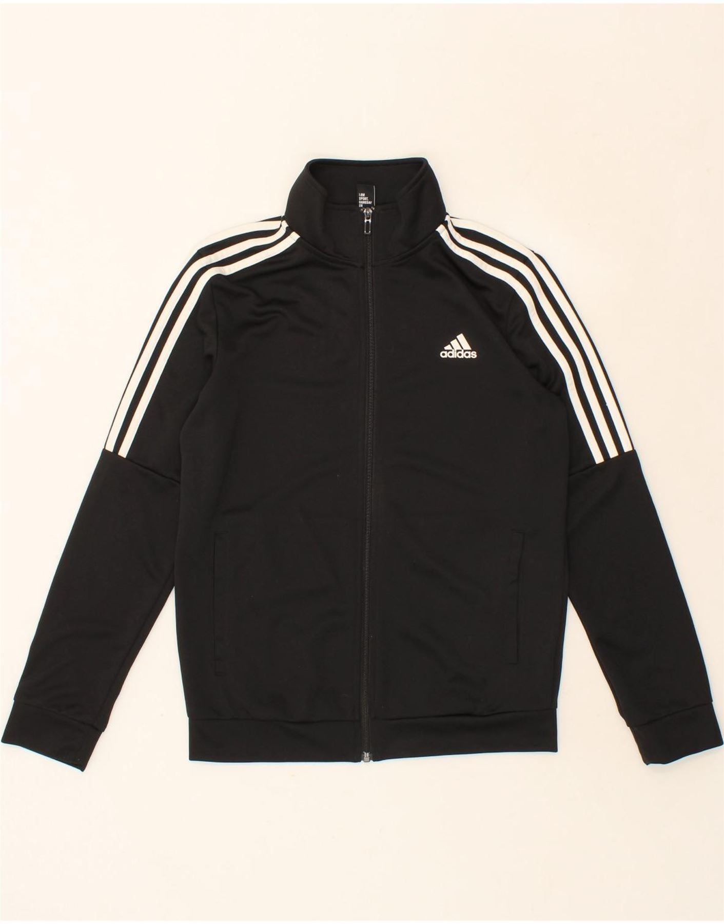 ADIDAS Womens Tracksuit Top Jacket UK 12 14 Medium Black Polyester