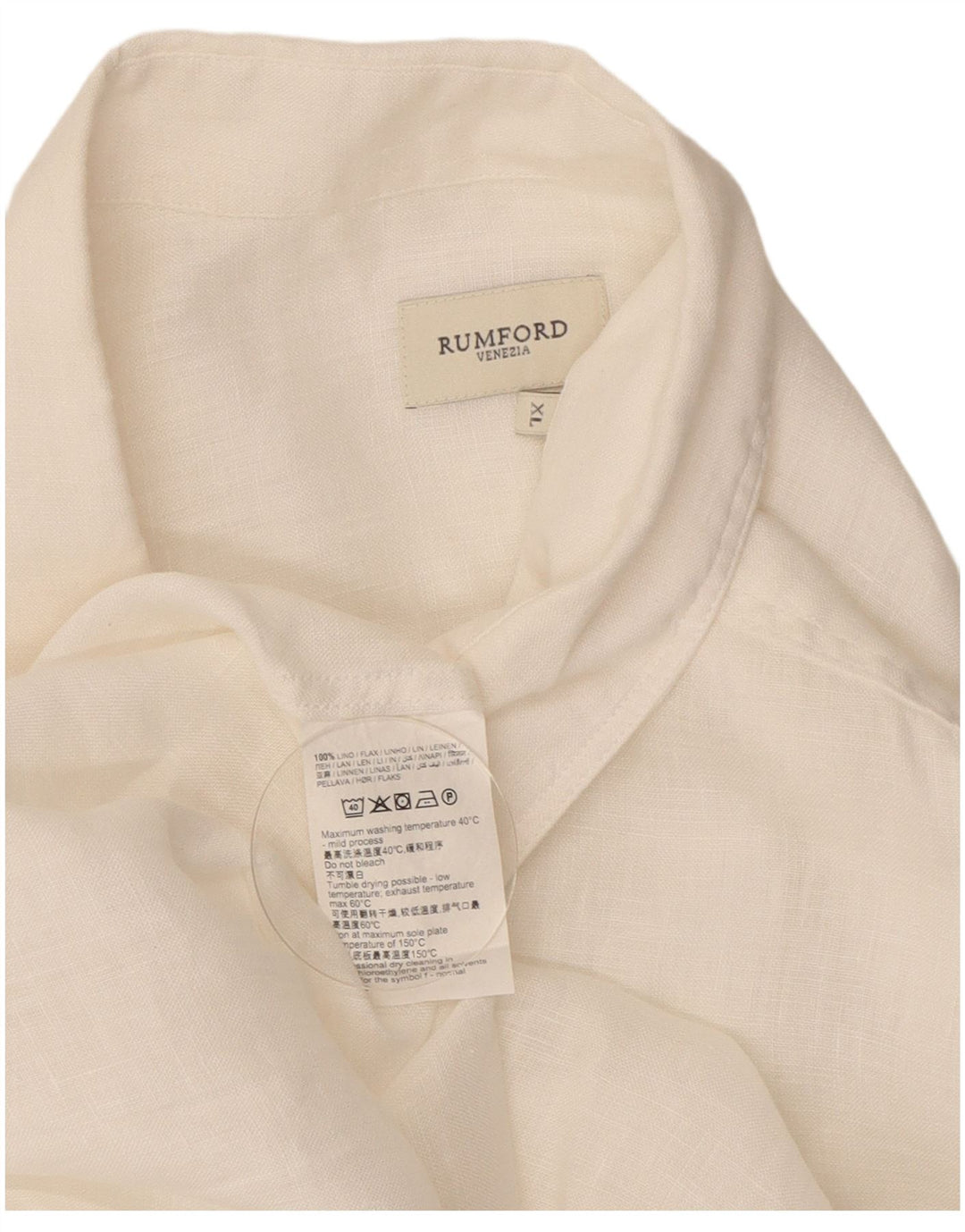 Vintage Mens Short Sleeve Shirt XL White Linen