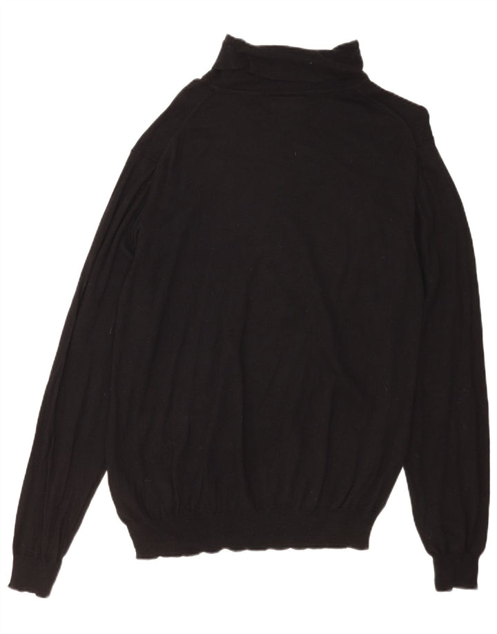 Marks & Spencer Mens Roll Neck Jumper Sweater Large Black Cotton