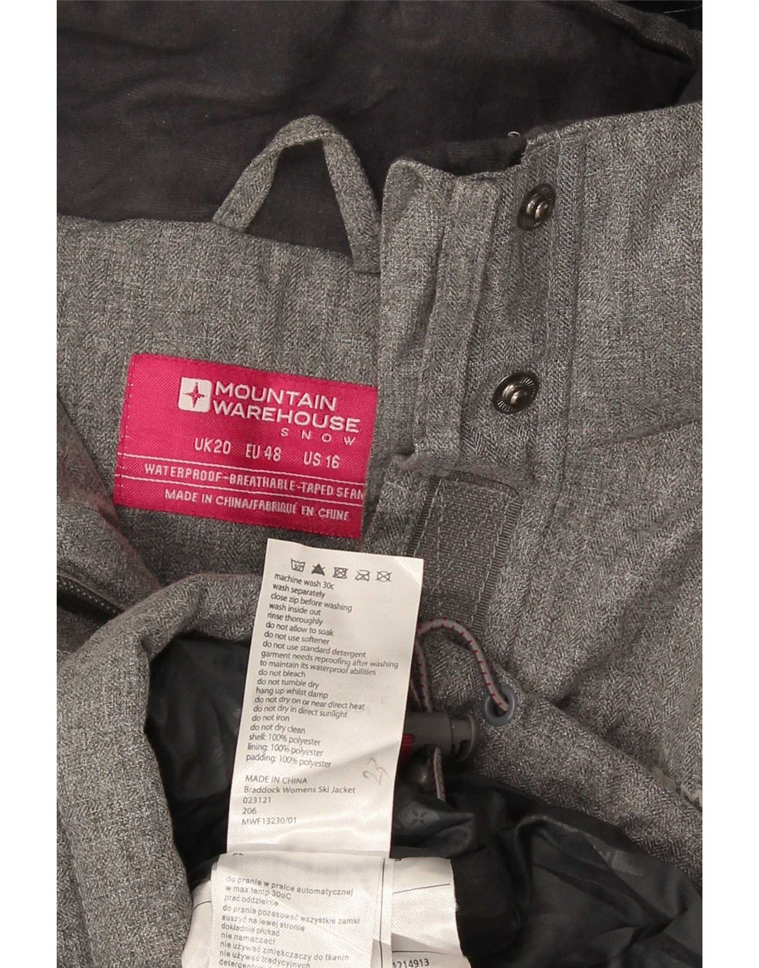 Mountain Warehouse Womens Hooded Windbreaker Jacket UK 20 2XL Grey