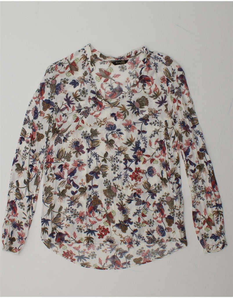MASSIMO DUTTI Womens Long Sleeve Blouse Top EU 40 Medium White Floral Vintage Massimo Dutti and Second-Hand Massimo Dutti from Messina Hembry 