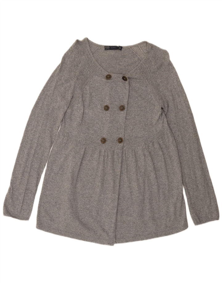 Zara Womens Cardigan Sweater UK 14 Large Grey Cotton