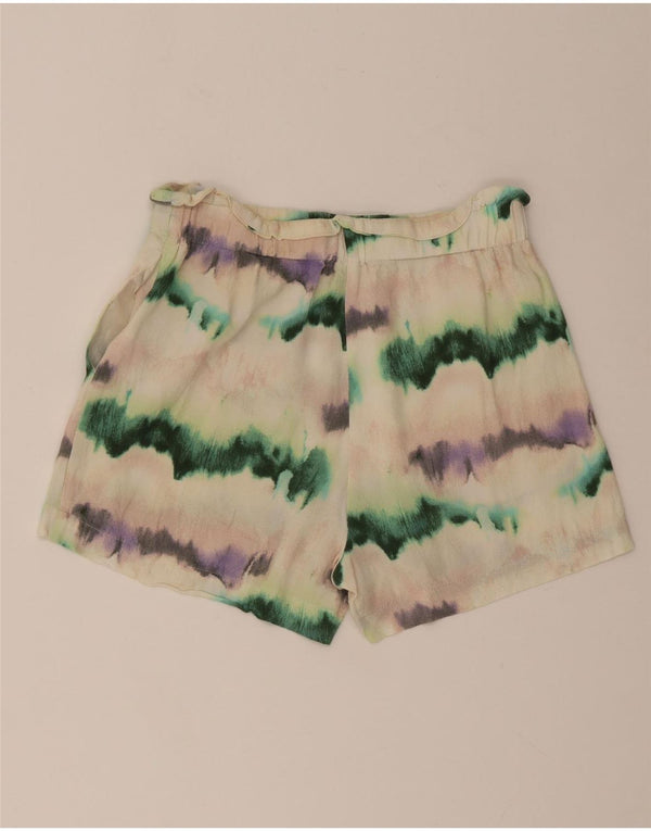 Zara Womens High Waist Chino Shorts Small W26 Multicoloured Tie Dye Viscose