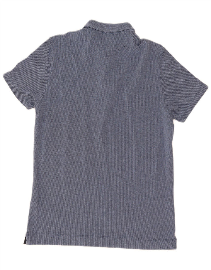 Massimo Dutti Mens Polo Shirt Large Navy Blue Cotton