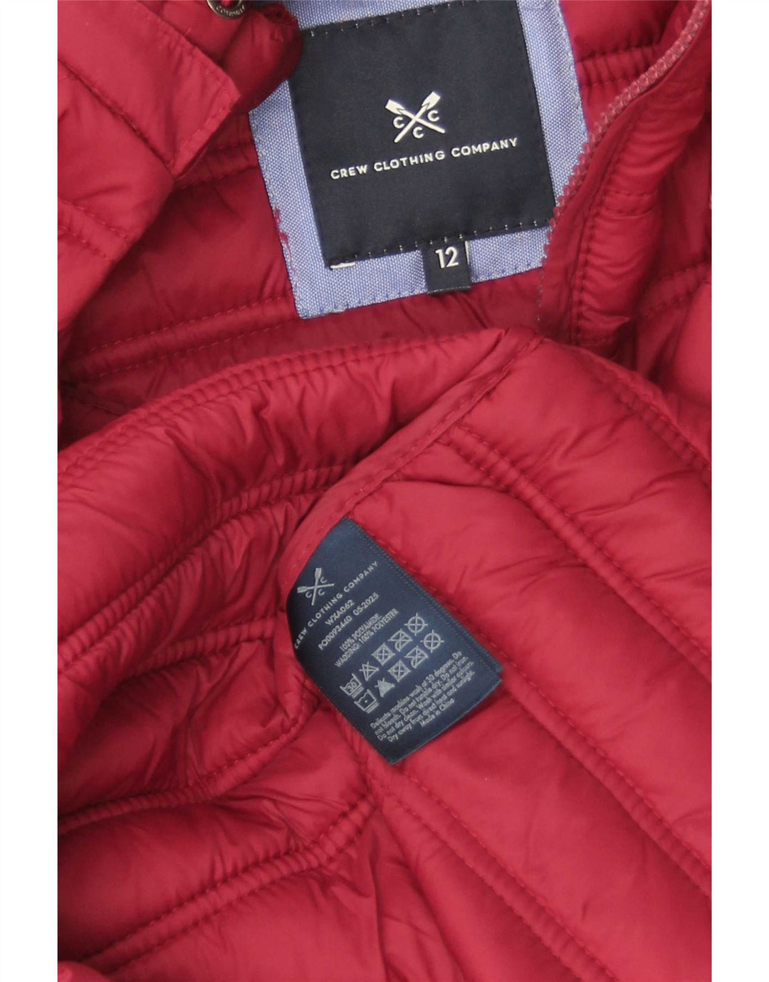Crew Clothing Womens Hooded Padded Jacket UK 12 Medium Red Polyamide