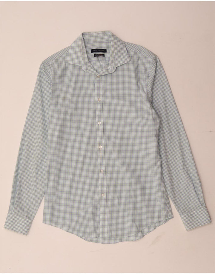 Tommy Hilfiger Mens Athletic Fit  Shirt Size 15 Medium Blue Gingham Cotton