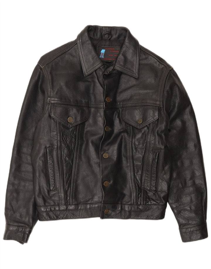 Vintage Womens Leather Jacket IT 42 Medium Black Leather
