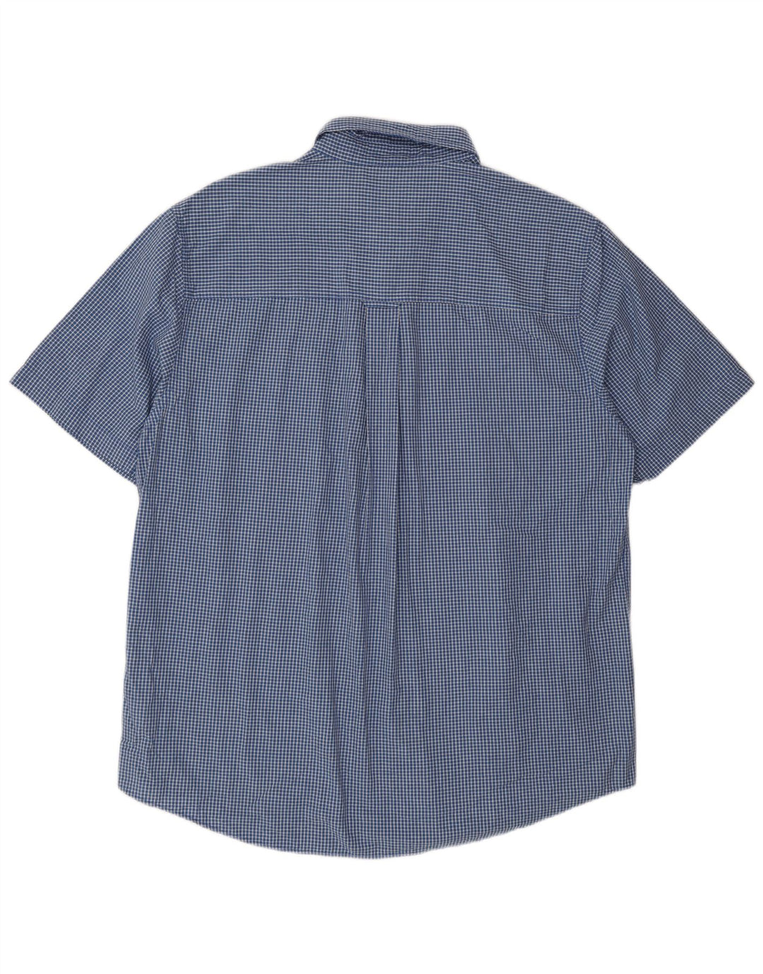 Chaps Mens Short Sleeve Shirt Large Blue Check Cotton