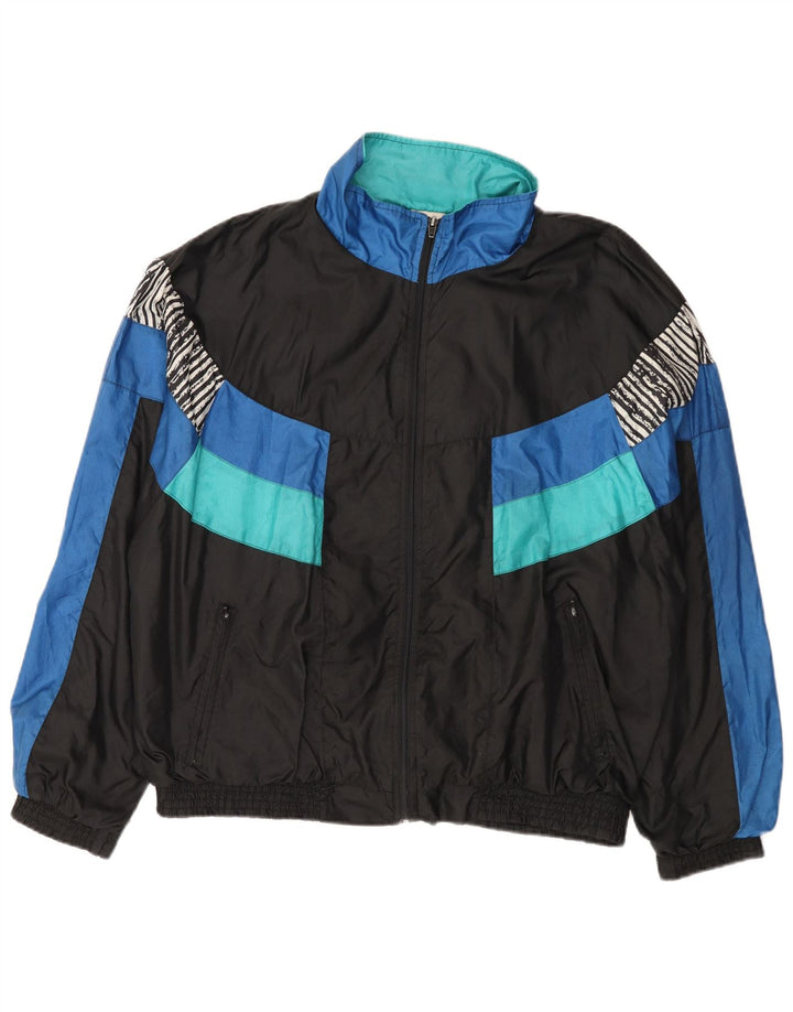 Marcel Clair Mens Tracksuit Top Jacket XL Black Colourblock Polyamide