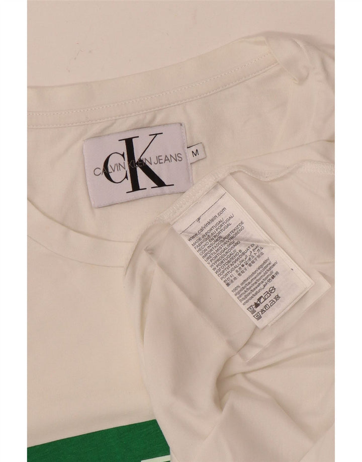 Calvin Klein Jeans Mens Graphic T-Shirt Top Medium White Cotton