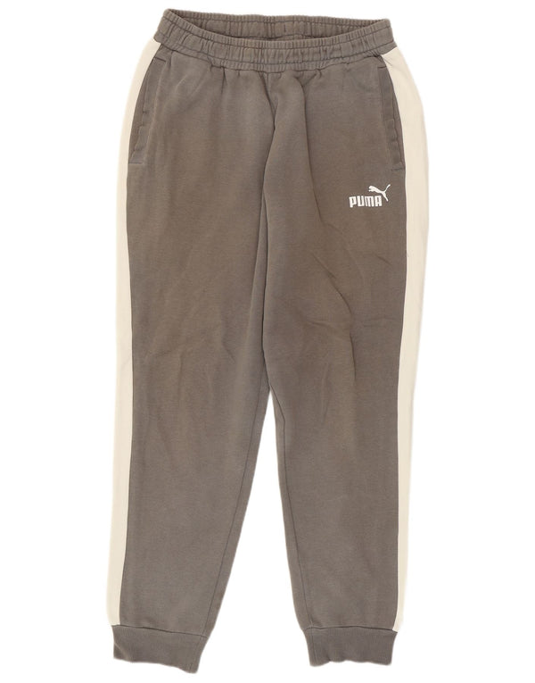 Puma Mens Tracksuit Trousers Joggers Medium Grey Colourblock Cotton