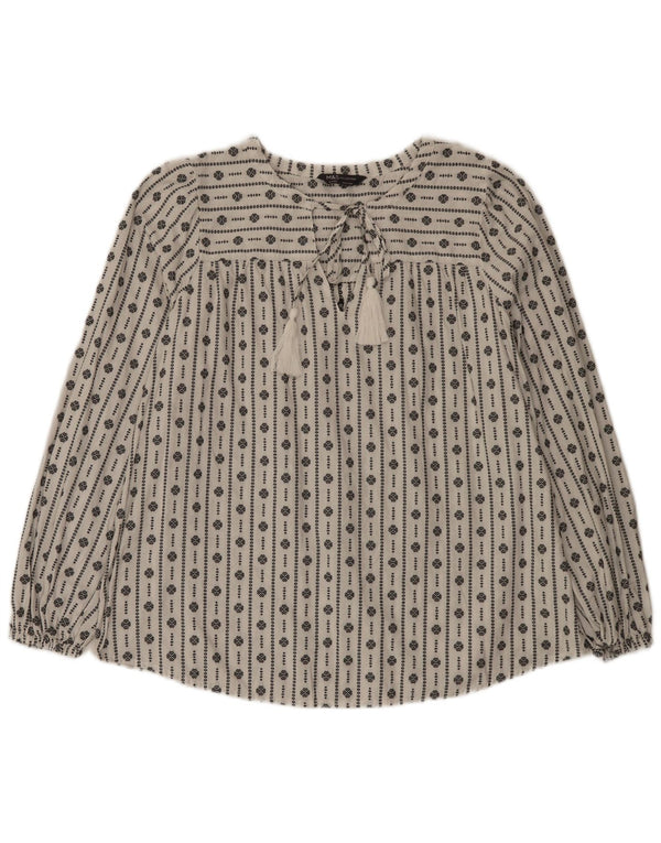 Marks & Spencer Womens Blouse Top UK 16 Large White Geometric Cotton