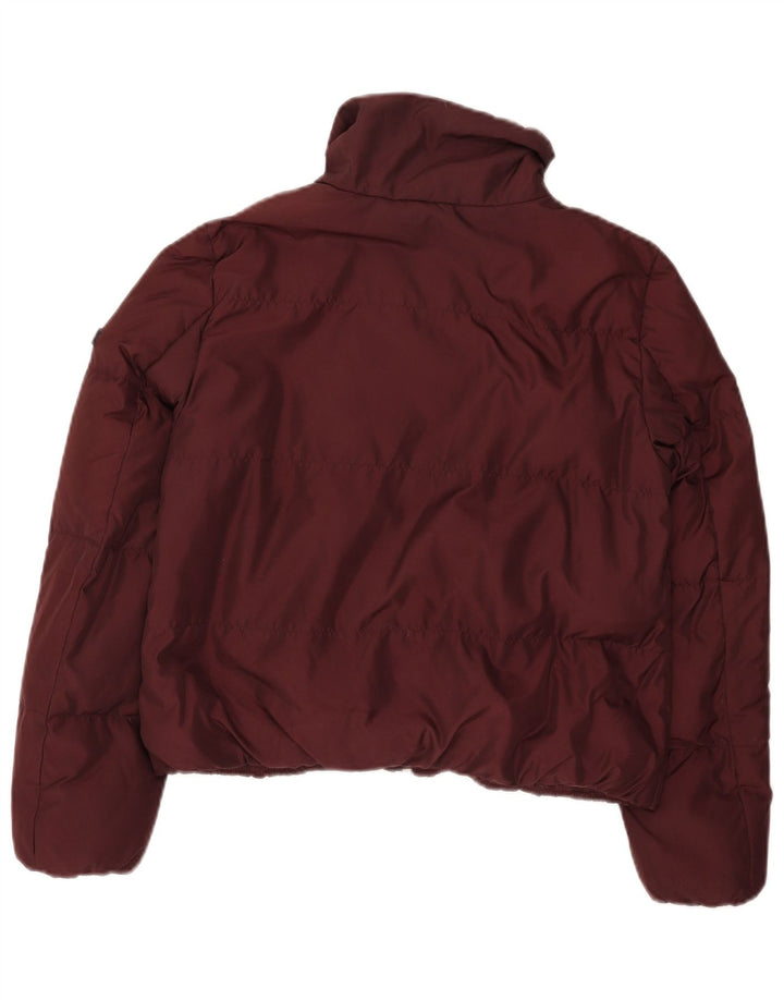 Michael Kors Womens Crop Padded Jacket UK 14 Medium Burgundy Polyester
