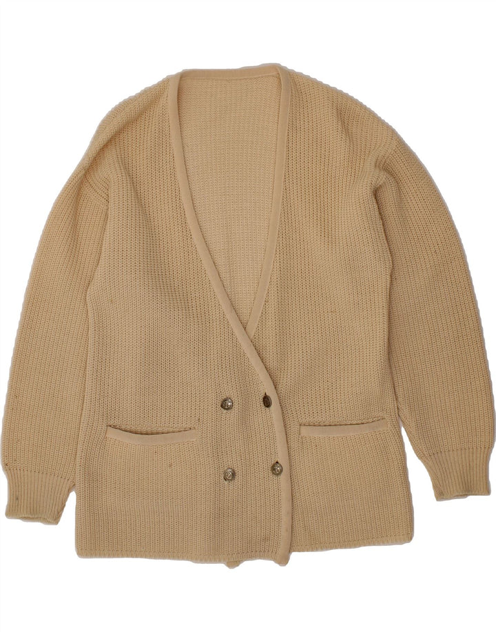 VINTAGE Womens Cardigan Sweater UK 14 Large Beige Vintage Vintage and Second-Hand Vintage from Messina Hembry 
