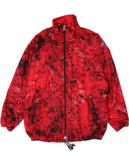 VINTAGE Mens Abstract Pattern Rain Jacket UK 42 XL Red