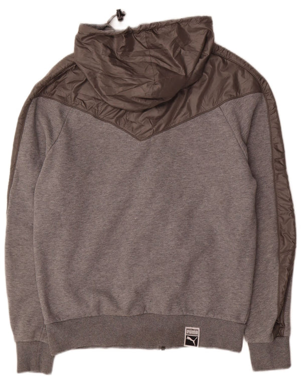 Puma Mens Zip Hoodie Sweater Small Grey Cotton