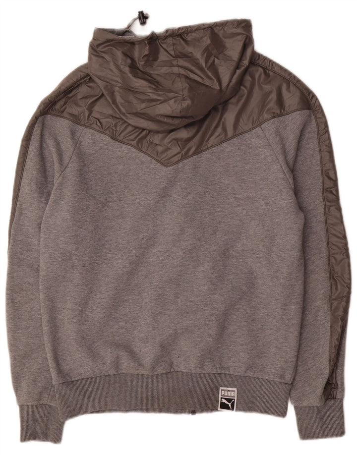 Puma Mens Zip Hoodie Sweater Small Grey Cotton