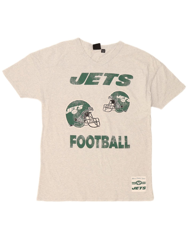 NFL Womens New York Jets Graphic T-Shirt Top UK 14/16 Large Grey Cotton