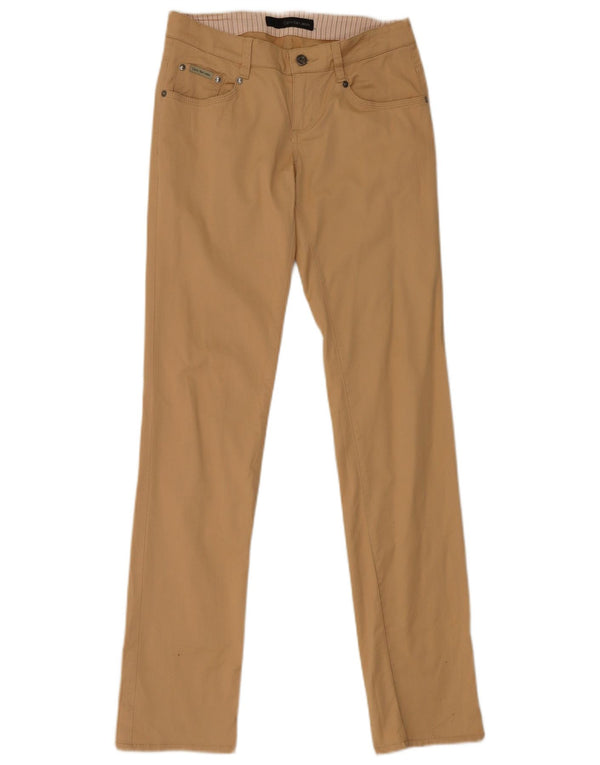 Calvin Klein Womens Slim Casual Trousers W27 L34 Beige Cotton