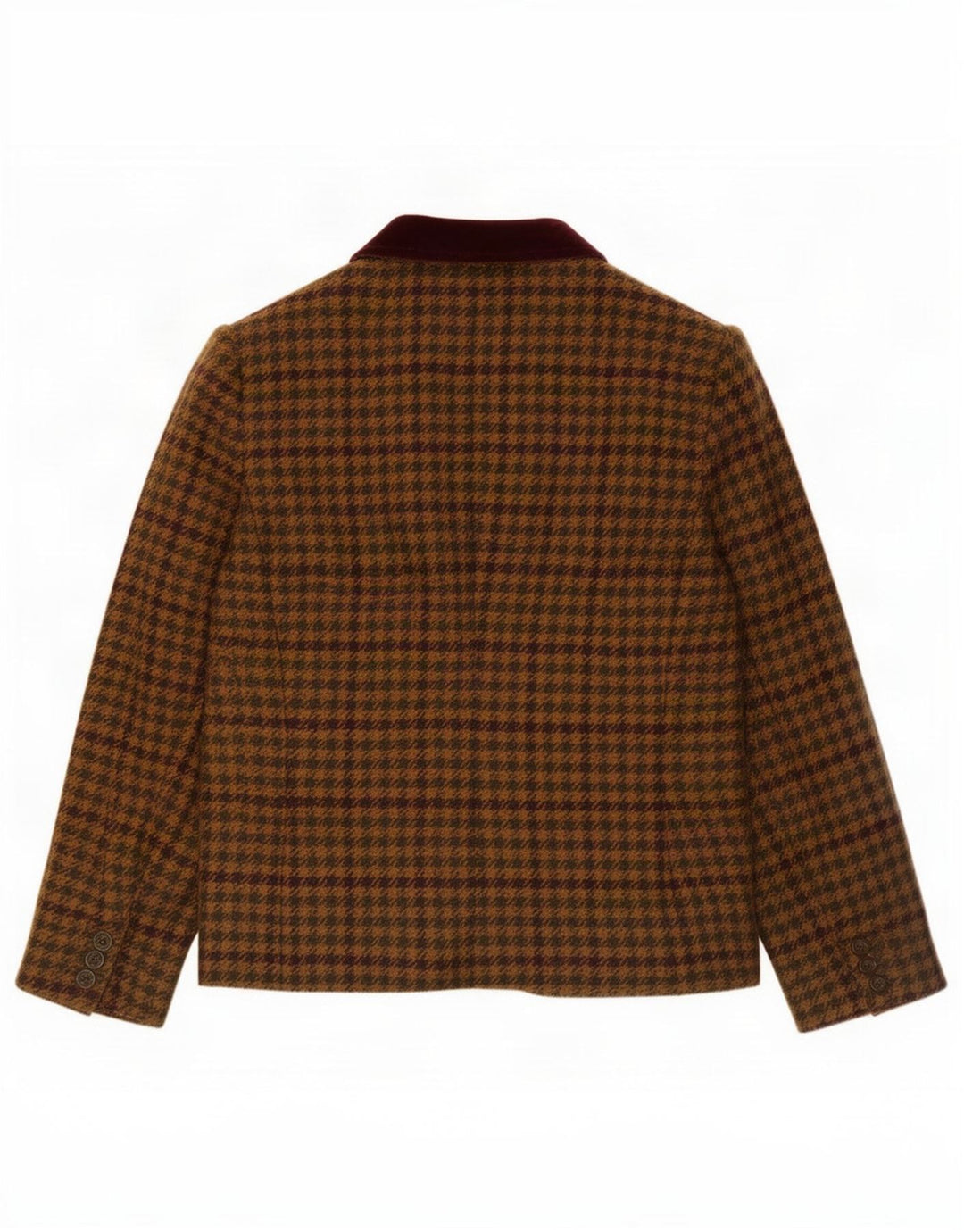 Vintage Womens 1 Button Blazer Jacket UK 14 Large Brown Houndstooth Wool