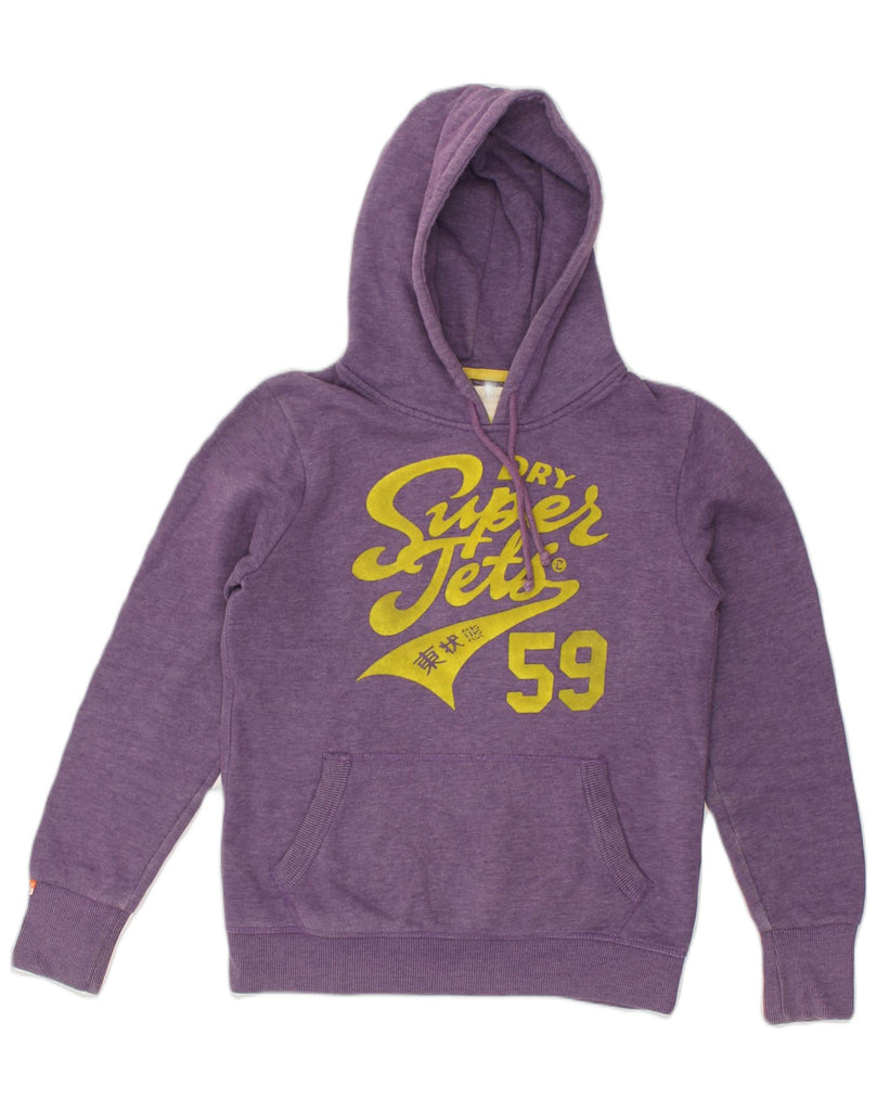 SUPERDRY Womens Graphic Hoodie Jumper UK 16 Large Purple Cotton | Vintage Superdry | Thrift | Second-Hand Superdry | Used Clothing | Messina Hembry 