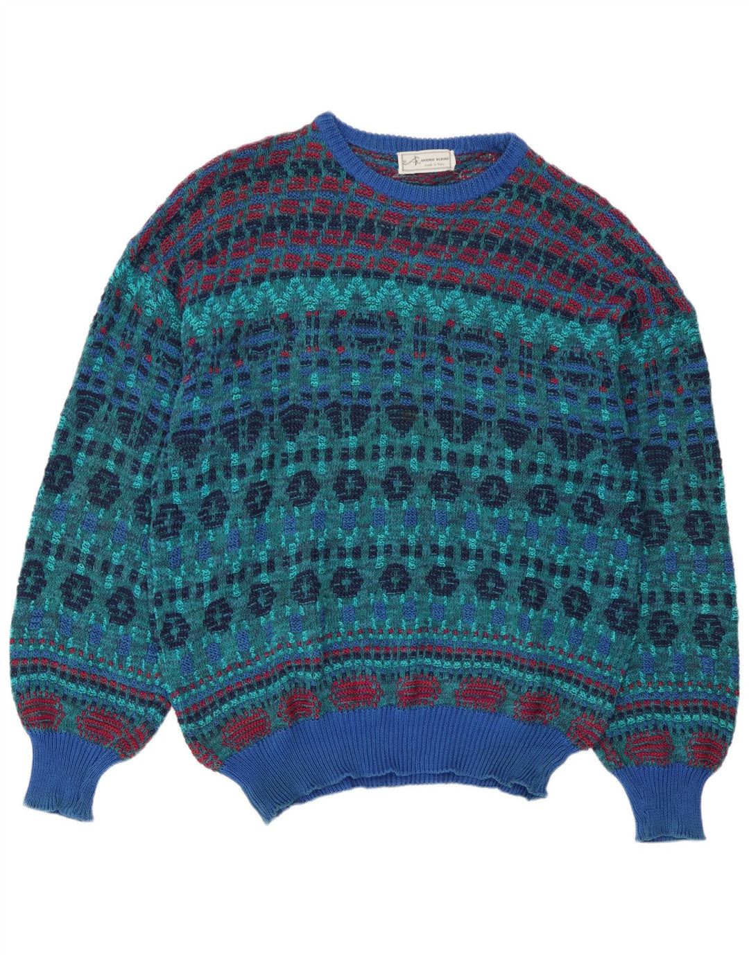 Rantonio Rubino Mens Boat Neck Jumper Sweater IT 54 XL Multicoloured
