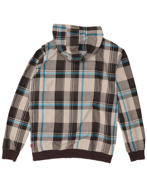 O'Neill Mens Hooded Bomber Jacket UK 44 2XL Grey Check Polyester