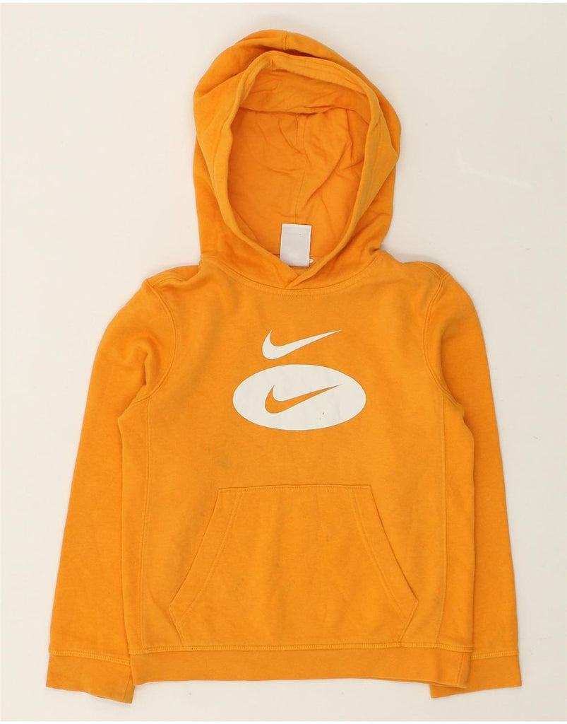 NIKE Boys Graphic Zip Hoodie Sweater 8-9 Years Small  Orange Cotton | Vintage Nike | Thrift | Second-Hand Nike | Used Clothing | Messina Hembry 