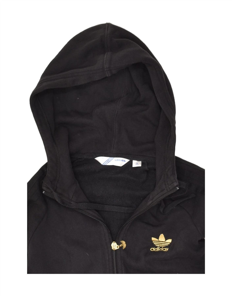 ADIDAS Womens Zip Hoodie Sweater UK 10 Small  Black Cotton | Vintage Adidas | Thrift | Second-Hand Adidas | Used Clothing | Messina Hembry 