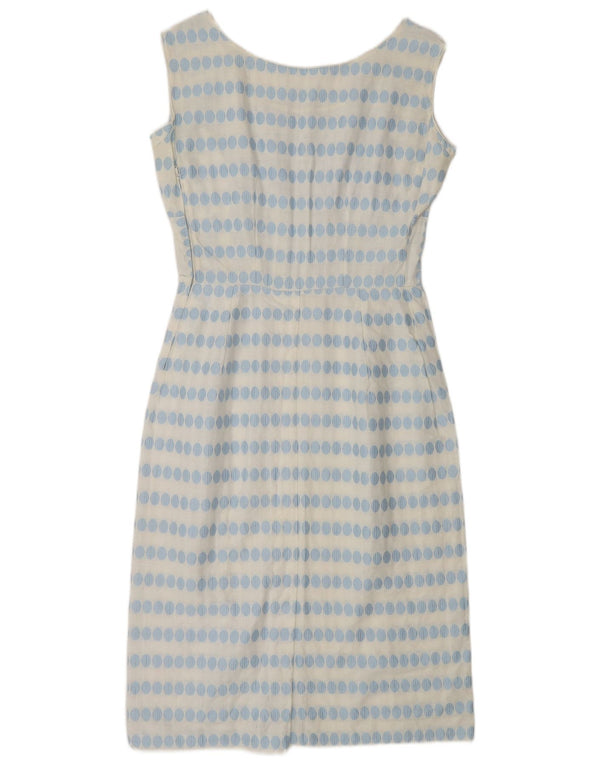 Vintage Womens Sleeveless Sheath Dress UK 10 Small White Polka Dot