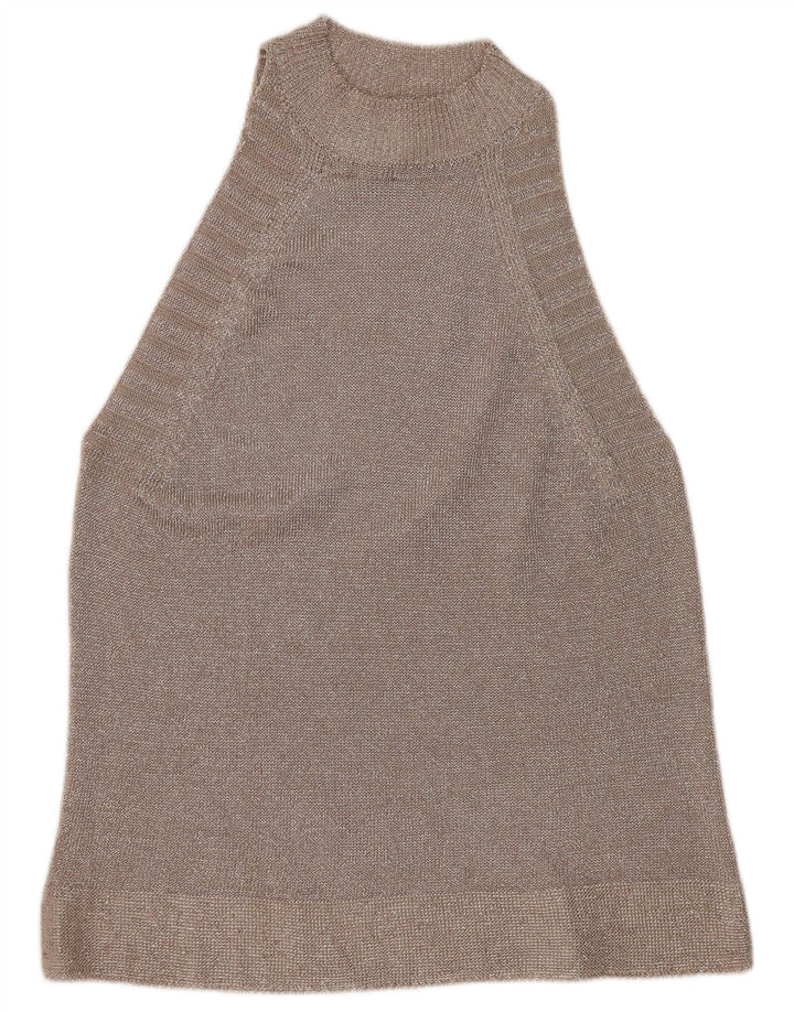 Topshop Womens Halter Top UK 12 Medium Silver