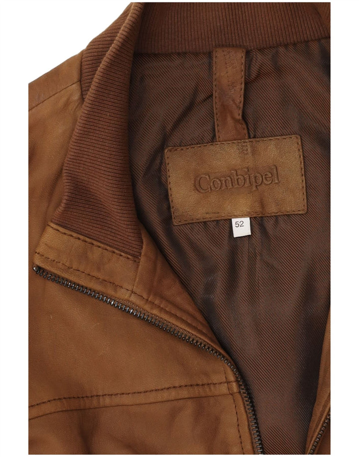 Conbipel Mens Leather Jacket IT 52 Large Brown Leather