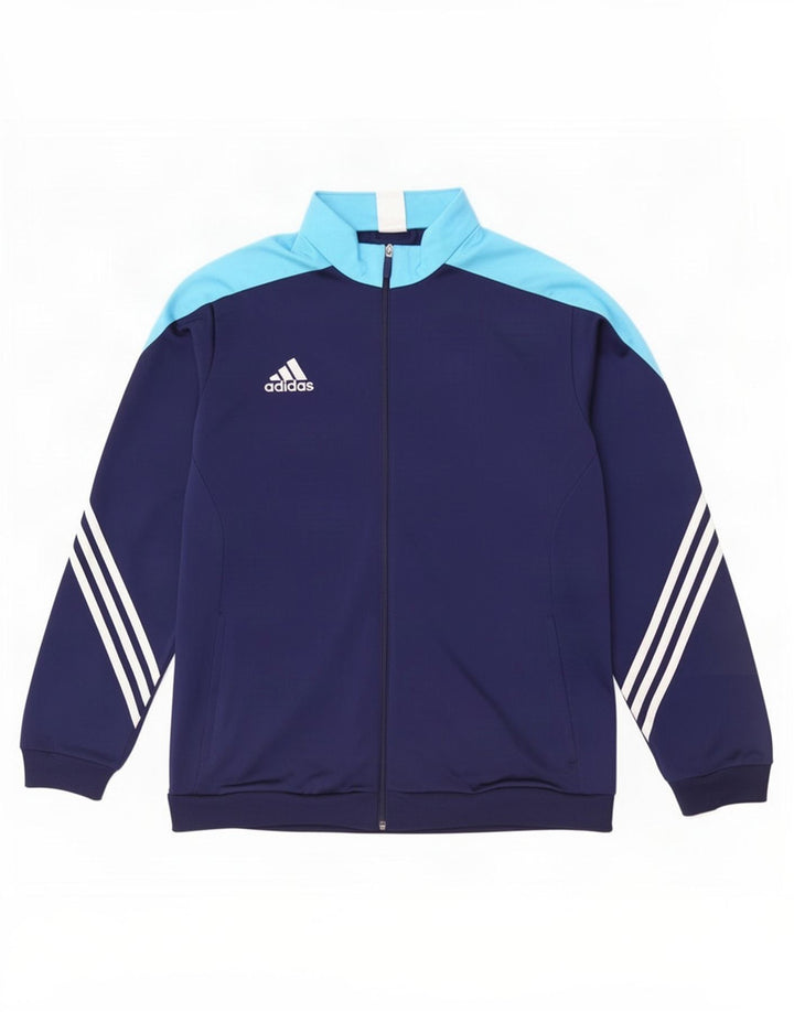 Adidas Mens Tracksuit Top Jacket XL Navy Blue Colourblock Polyester