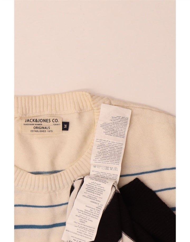 Jack & Jones Mens Crew Neck Jumper Sweater Medium Black Colourblock Cotton