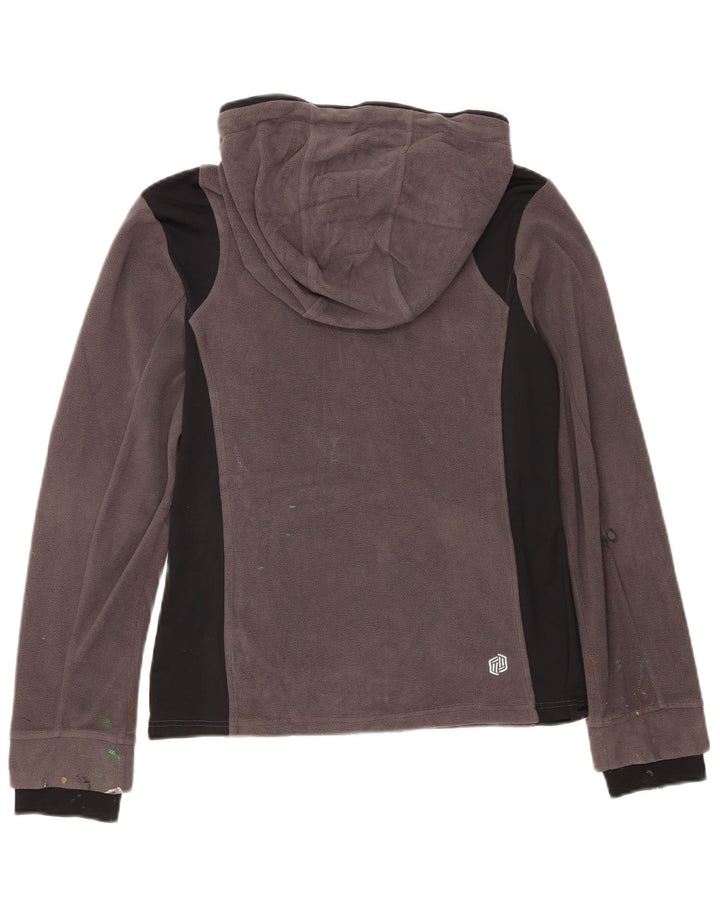 BKE Womens Hooded Fleece Jacket UK 14 Medium Grey Colourblock Polyester