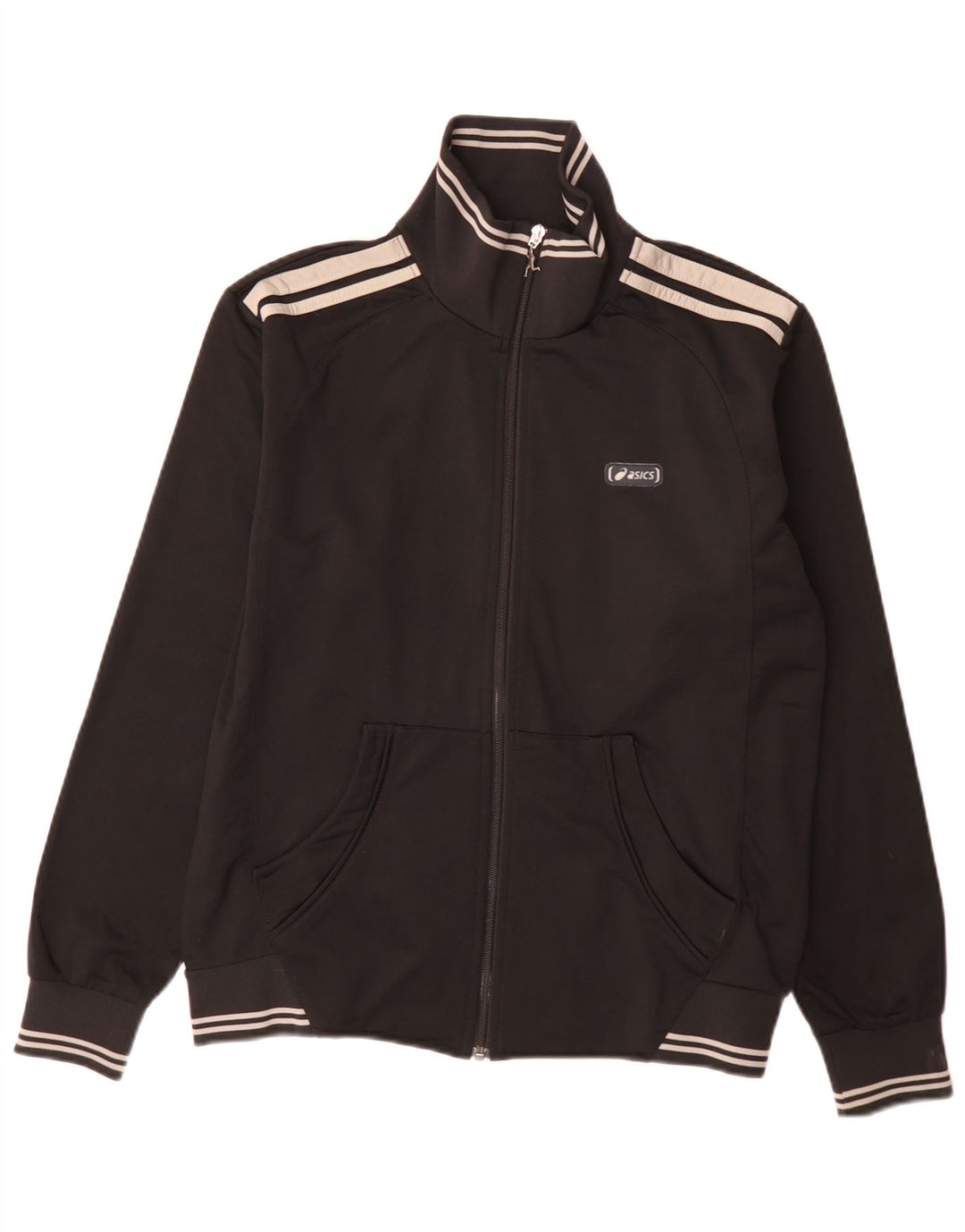 Asics Mens Regular Fit Tracksuit Top Jacket Medium Black Colourblock Sports