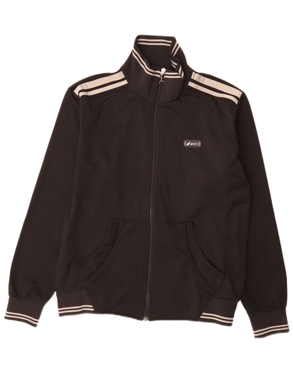 Asics Mens Regular Fit Tracksuit Top Jacket Medium Black Colourblock Sports