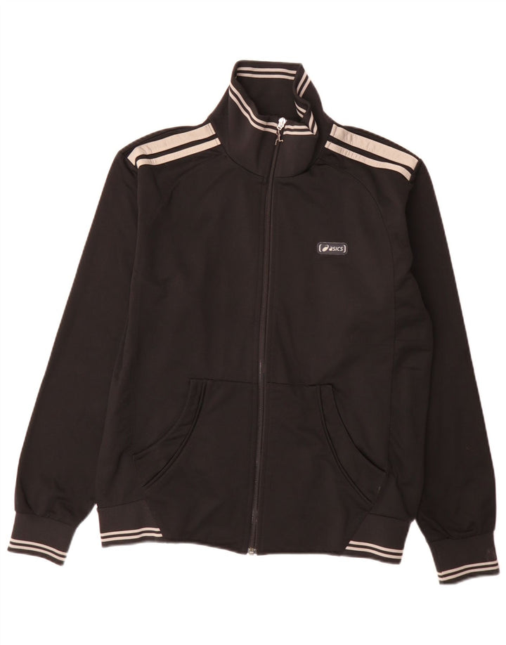 Asics Mens Regular Fit Tracksuit Top Jacket Medium Black Colourblock Sports