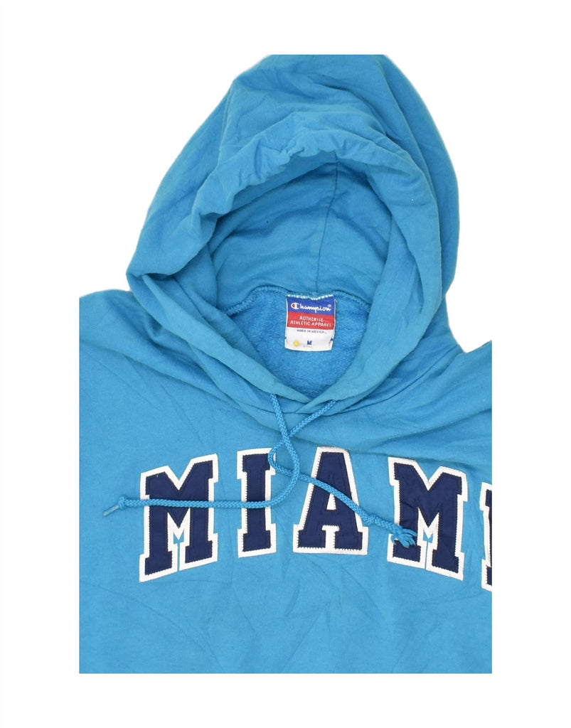 CHAMPION Mens Miami Graphic Hoodie Jumper Medium Blue Cotton | Vintage Champion | Thrift | Second-Hand Champion | Used Clothing | Messina Hembry 